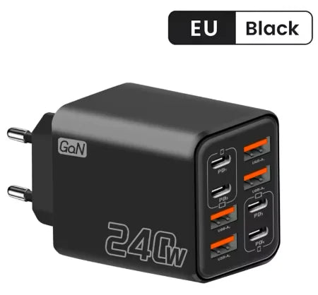240W 8 in 1 USB C GaN Charger Fast Charging Phone Charger Power Adapter For iPhone Samsung Xiaomi EU/US/UK Plug Travel Charger
