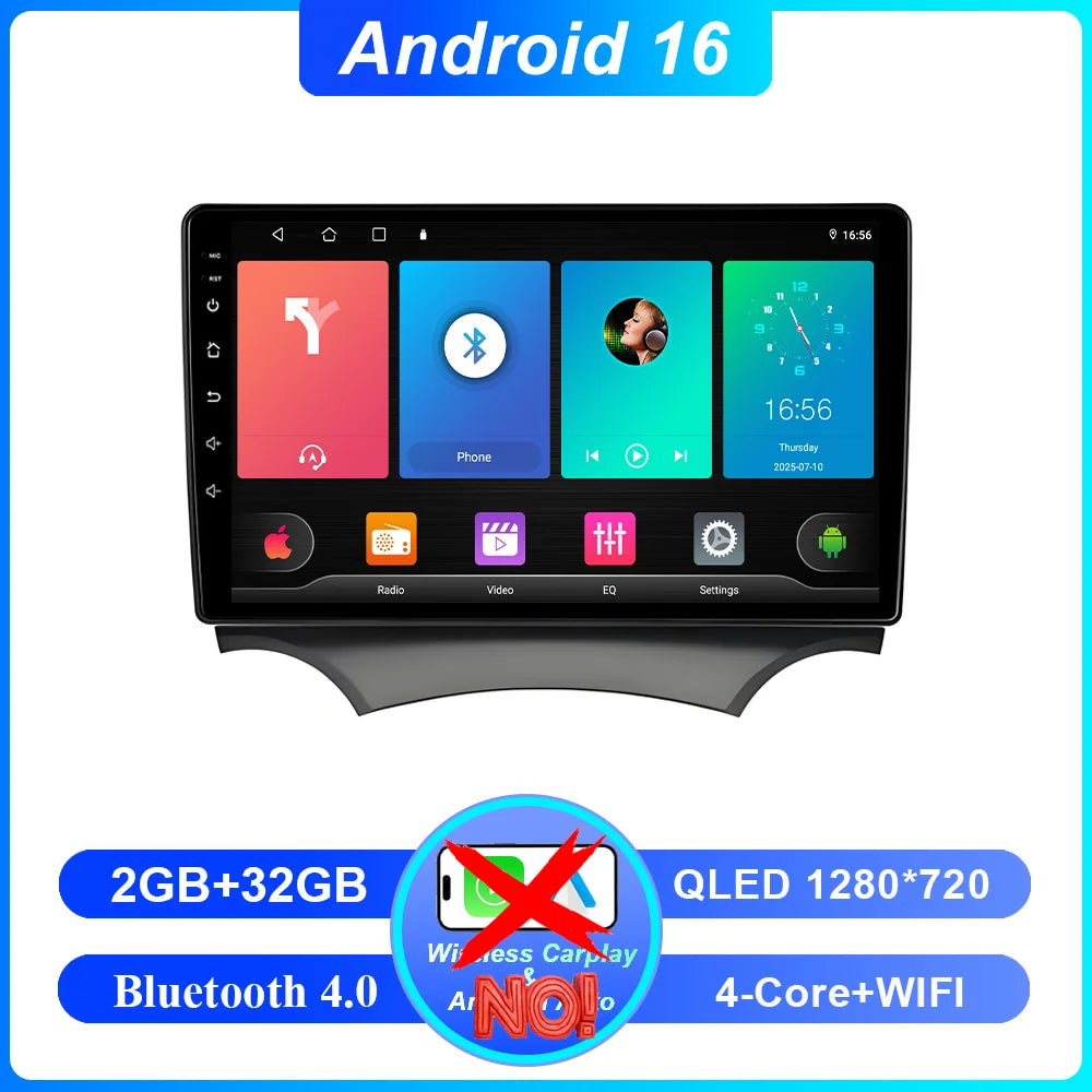Android 16 Carplay For Ford Ka 2008 - 2014 Auto Radio Stereo Car Multimedia Video Player GPS Navigation QLED Touch Screen 4G DSP CM World