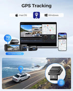 AZDOME Dash Cam M550 4K+2.5K Built-in GPS WiFi Car Dash Camera Front Inside Rear 3 Way IR Night Vision Car DVR Support Rear Cam Car Mobile World