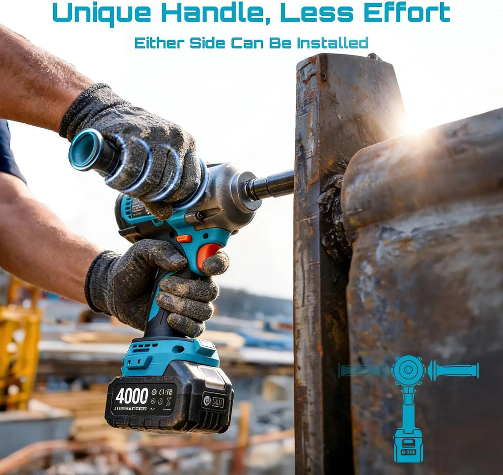 Seesii WH12 Ultra Pro Cordless Impact Wrench 885Ft-lbs (1200N·m) 1/2" Impact Gun with Detachable Side Handle 21V High Torque Power Impact Driver 2x 4.0Ah Batteries for Family Car/Pickup Truck/Mower