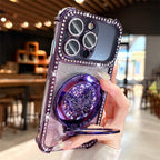 Rhinestone Lens Butterfly Bracket Glitter Phone Case for iPhone 17 16 Pro Max 15 14 13 Diamond Gradient Bling Shockproof Cover
