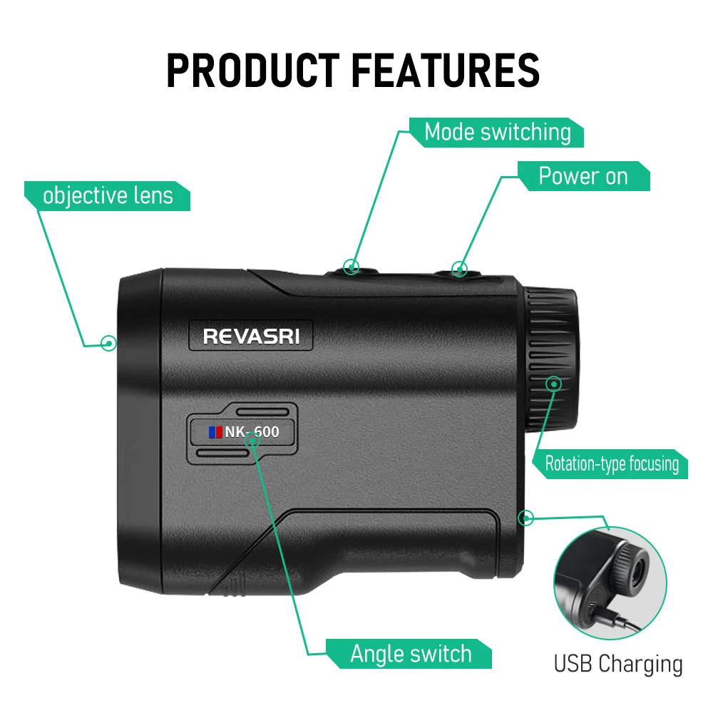 REVASRI Golf Laser Rangefinder with Slope and Flag Lock 600/1000M Telescope Distance Meter Monocular for Golfing Hunting Survey CM World
