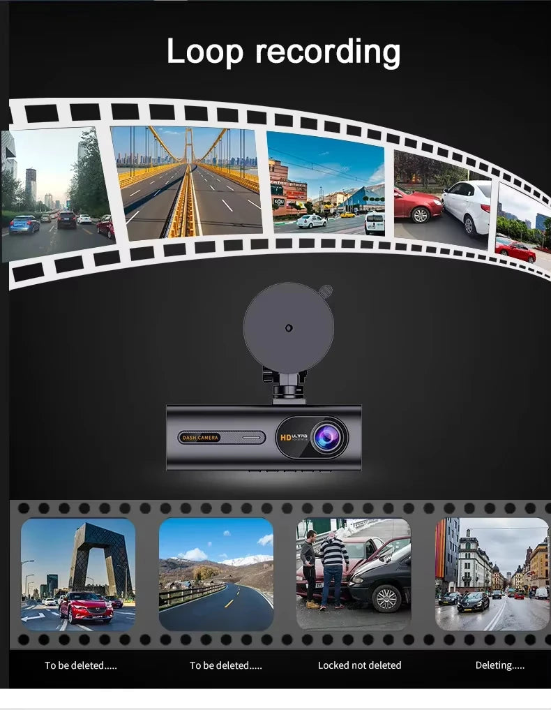 2.5K 3 Channel Dash Cam Front Inside Rear Car Driving Recorder HD Three Way Video Camera WiFi Mobile Phone App Control Car Mobile World