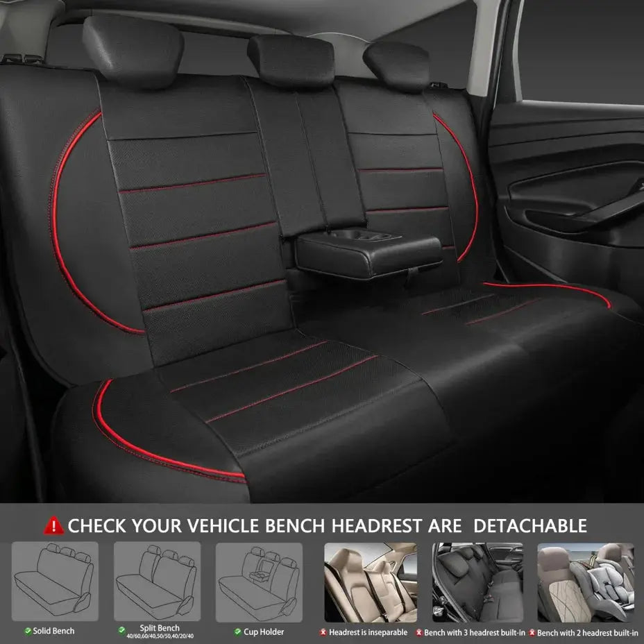 Universal Leather Car Seat Covers Red Simple Waterproof 5 Seat Car Seat Cover Car Mobile World