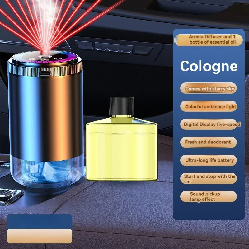 Smart Car Air Freshener Rechargeable Aroma Diffuser 5 Levels of Adjustable Intelligent  Diffuser Pickup Light Starry Sky Summit CM World