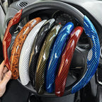 Universal Car Steering Wheel Cover Anti-slip Bright Gloss Carbon Fiber Texture Steering Wheel Decoration Accessories 14.5-15inch