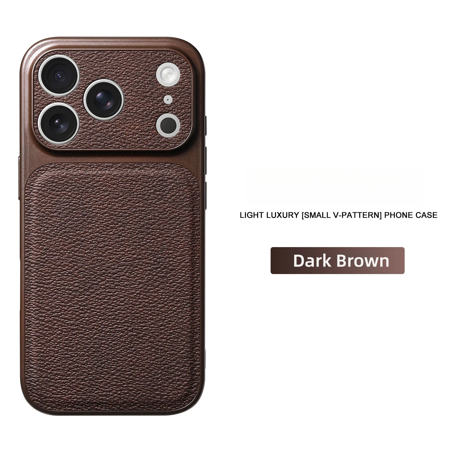 Solid Color Lychee Grain Leather Phone Case, Anti-Scratch & Shockproof Protective Cover for iPhone 17 Pro Max  16 15 14 13 Air Car Mobile World