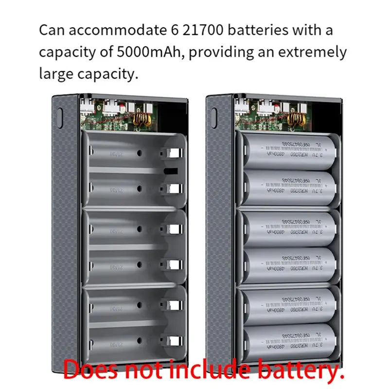 24-Hour Delivery PD100W Power Bank Shell For Winter, 6X 21700 Battery DIY Housing Support /PD3.0/QC3.0 Charging For Laptop Ph Car Mobile World