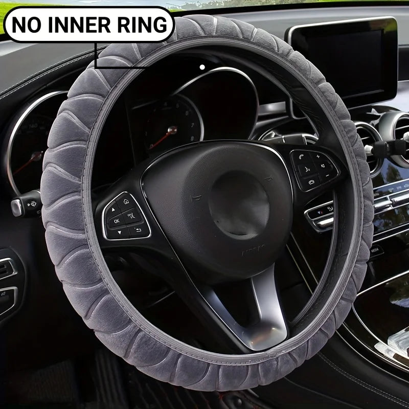 37-39cm Car Steering Wheel Cover, Universal Anti-Slip Auto Steering Wheel, Fluffy Steering Wheel Cover, Soft Plush Auto Interior CM World