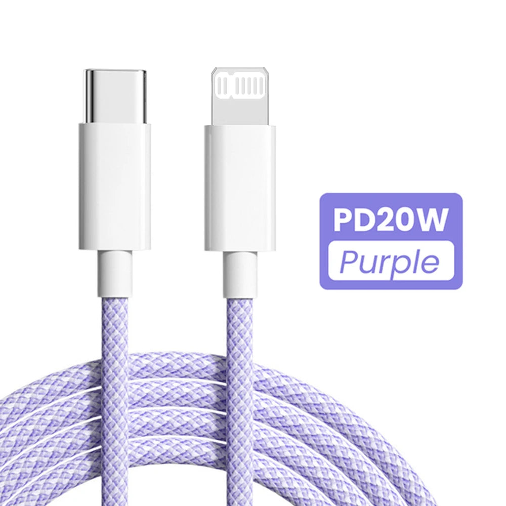 PD 20W USB C Cable For iPhone 14 13 12 11 Pro Max Xs 8 Plus iPad Wire 3A Fast Charging Cord Type C Data Cable for iPhone