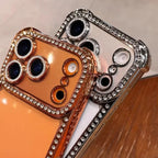 Luxury Bling Diamond Bumper Camera Protection Case For iPhone 17 16 15 14 13 Pro Max Airbag Anti-knock Transparent Soft Cover
