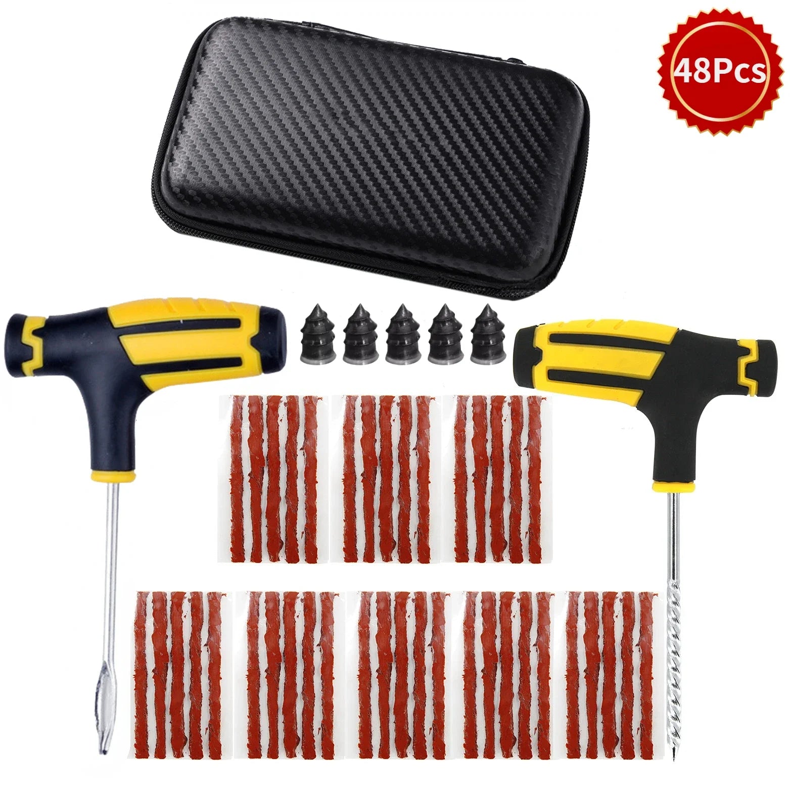 New Car Tire Repair Tool Kit Studding Tool Auto Bike Puncture Plug Garage Needle Nose Pliers Vacuum Film Nail EVA Storage Case CM World
