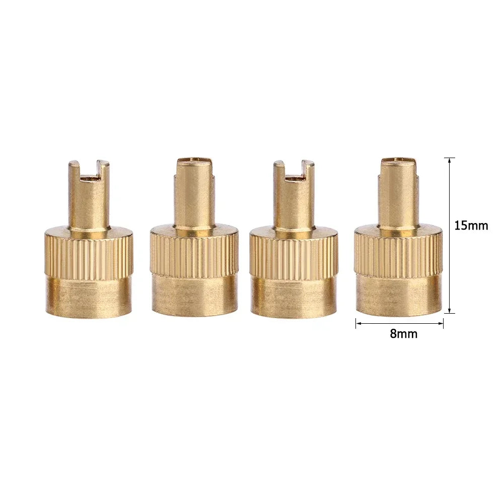 40-10PCS Tire Valve Stem Cap Full Copper Slotted Head Stem Cover with Core Removal Tool Wheel Valve Covers for Auto Motorcycle