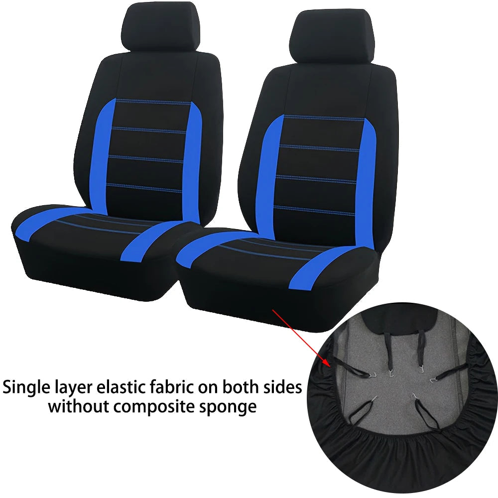 AUTO PLUS Sports Universal Polyester Car Seat Cover Set Fit Most Car Plain Fabric Bicolor Stylish Car Accessories Seat Protector CM World