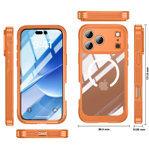 360° Fully Protected Double-sided Transparent Magnetic Case For iPhone 17 Pro Max&Air For MagSafe Wireless Charging Back Cover Car Mobile World