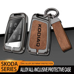 Zinc Alloy Car Remote Control Key Case Cover Holder Shell Fob for Skoda Kodiaq Protection Key Chain Buckle Keyless Accessories CM World