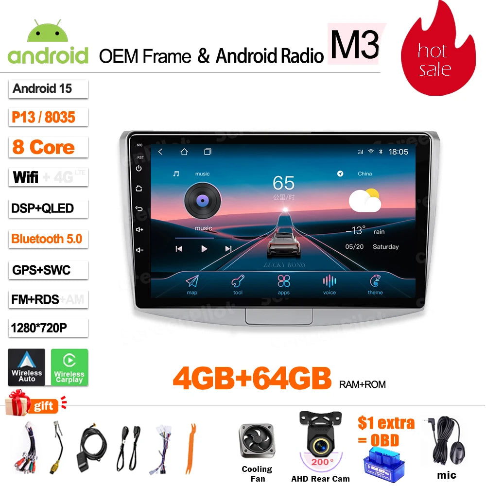 For  Volkswagen VW Passat B6 B7 B8 CC 2007- 2021 android 15 Multimedia Video Player Carplay Intelligent System Wifi 4G 8 Core CM World