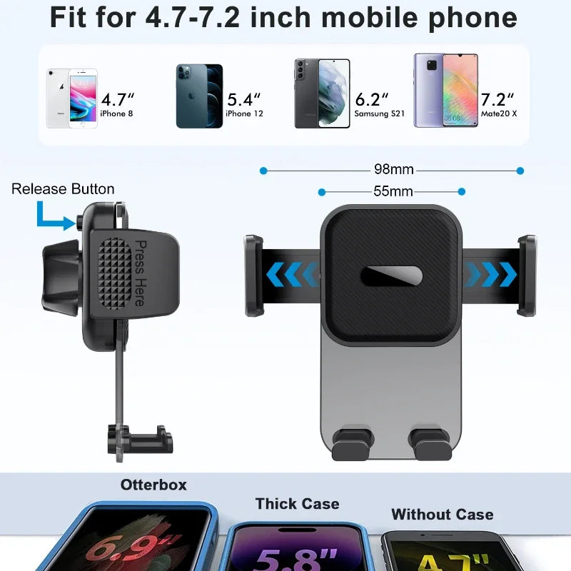 Car Cell Phone Holder Cellphone Mount for Dashboard Windshield Auto Dash Mobile IPhone Support Fit 4.7-7" Smartphone Auto Supply CM World