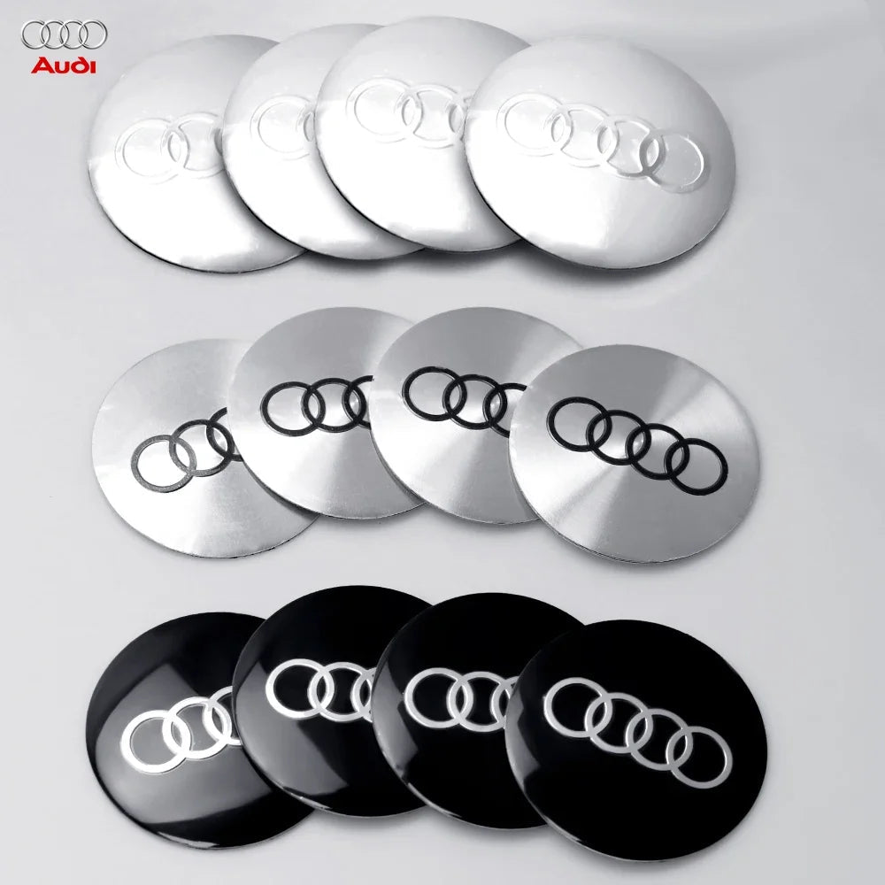 4pcs Set of Wheel Center Caps Stickers Car Hub Covers for Audi S RS A3 A4 B8 A6 A5 Q5 A7 - Multiple Sizes 56/60/63/65/68mm CM World