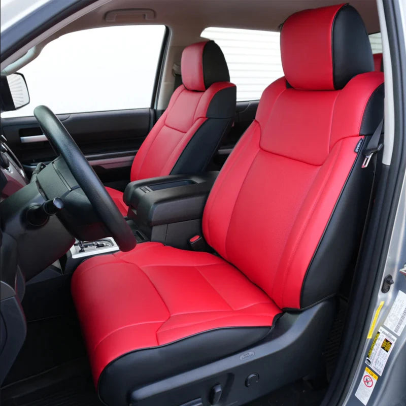 For 2007-2025 Toyota Tundra Crew Max Double Cab Hybrid Custom Fit Car Accessories Seat Covers 5 Seats Top Quality Leather CM World
