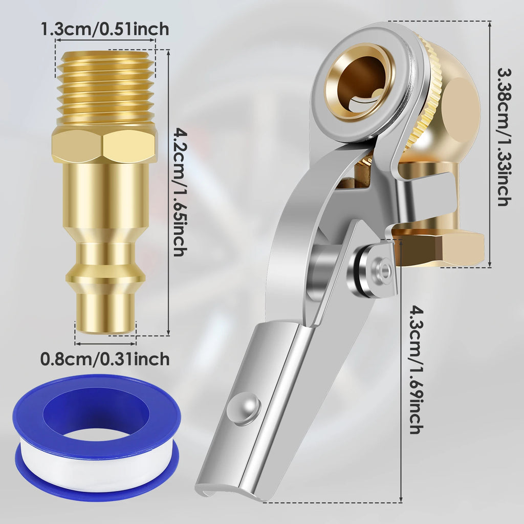 Closed Ball Tire 1/4inch FNPT Durable Closed Flow Tire Inflator Air Car Tire Air Chuck Inflator Pump Valve Connector CM World