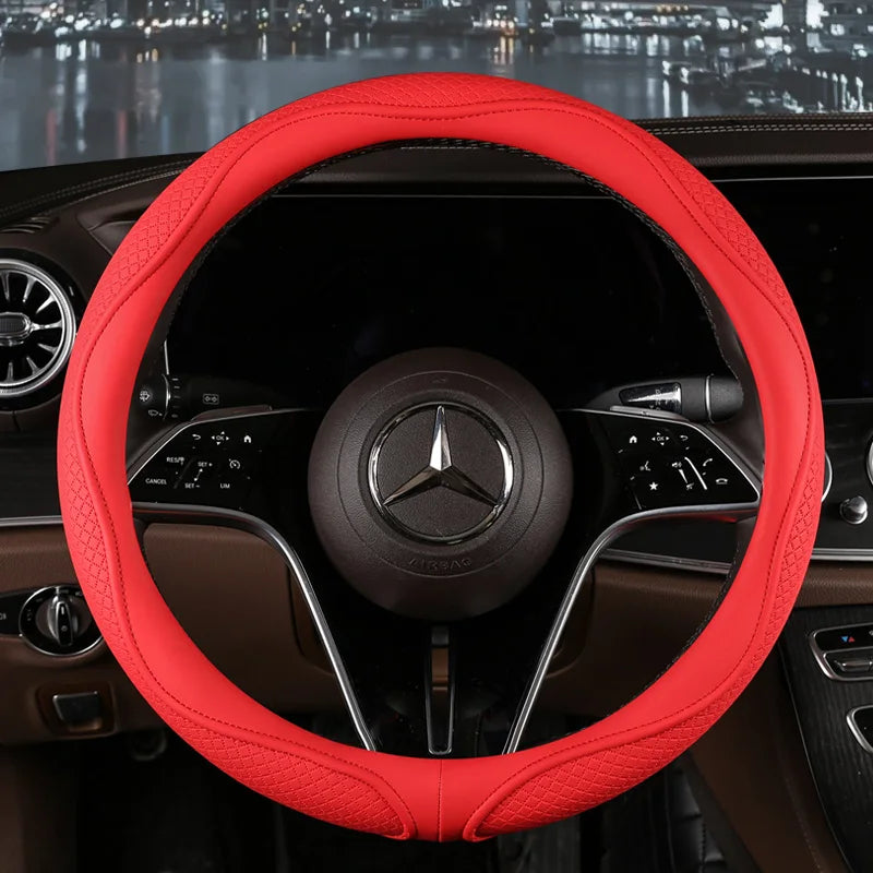 Car Anti-Slip Leather Steering Wheel Cover Universal Car Steering Wheel Protective Cover Fashion Style 38cm Sport Style Cool CM World