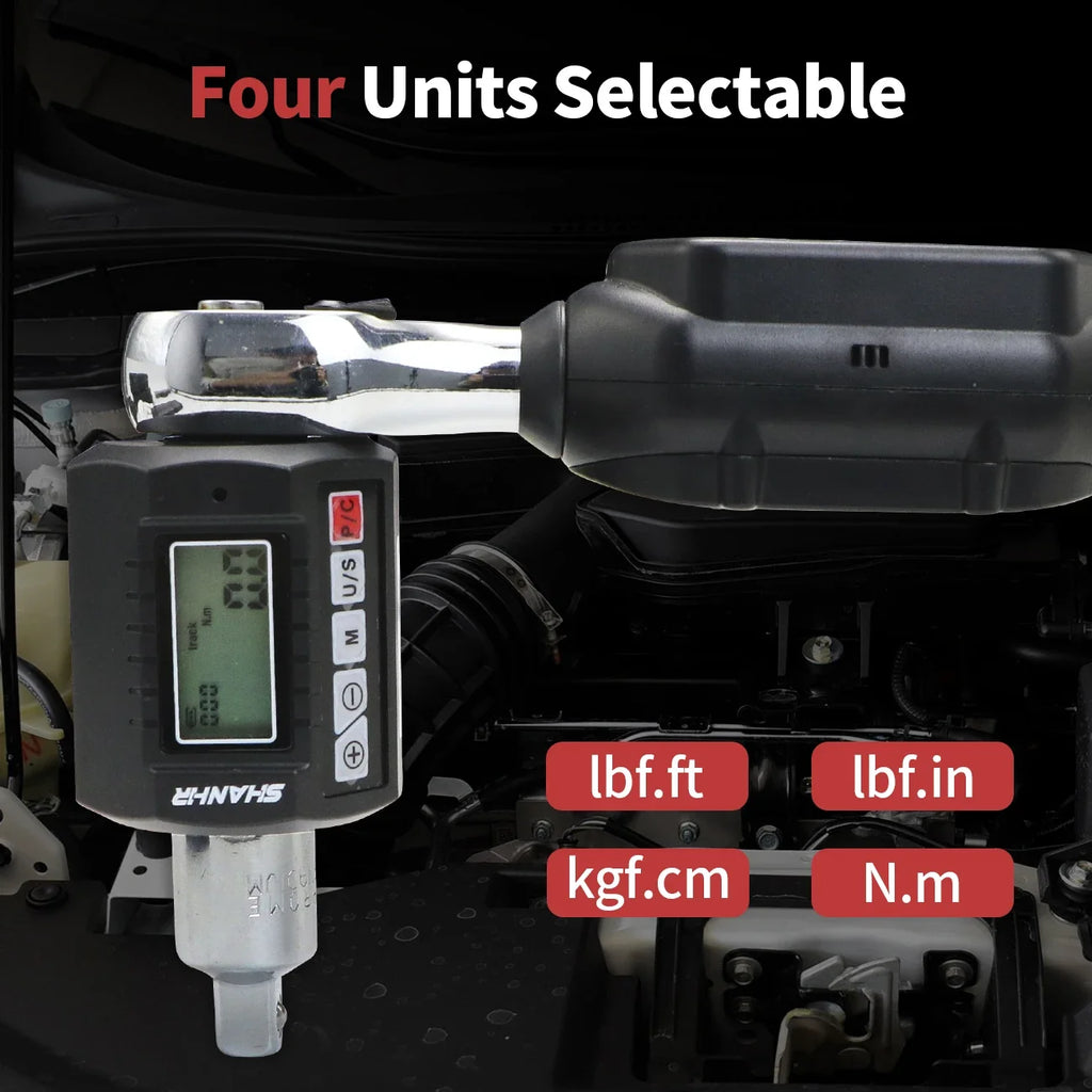 SHANHR 1/2'' Digital Torque Adapter, 1/2" 1/4 3/8, Adjustable Torque 3-Piece Set with Adapter Torque Wrench Head Bike Set