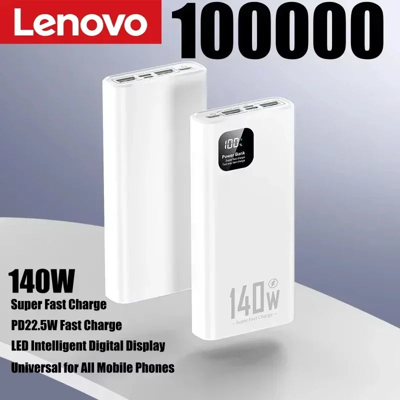 Lenovo 140W CCC Power Bank 500000mAh High Capacity Super Fast Charging Portable Battery Charger for iPhone 12-17 Samsung 2026 Car Mobile World