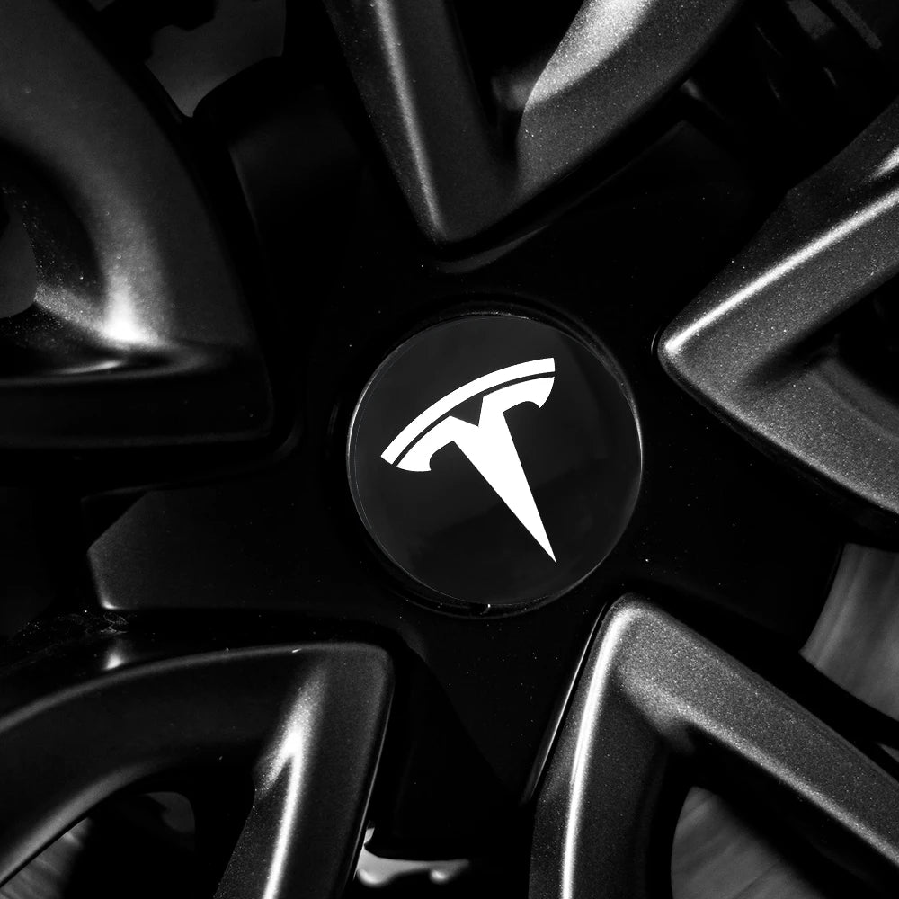 4pcs/set 3D Car Wheel Center Hub Caps Sticker  Auto Emblem Wheel Center Cap for Tesla Model 3 S X Y Roadster