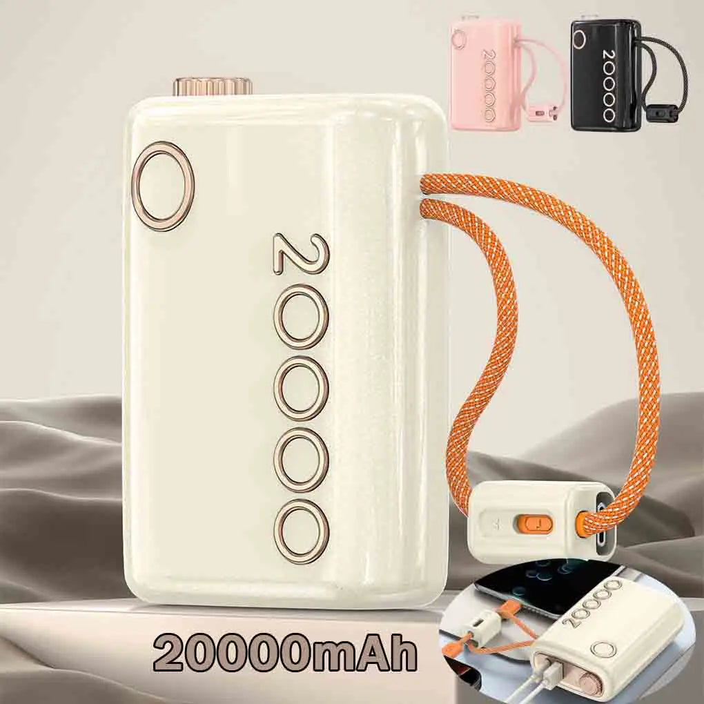 20000mAh Portable Charger with Built-in Cables, Fast Charging & Digital Display for iPhone Samsung, CCC Certified Power Bank