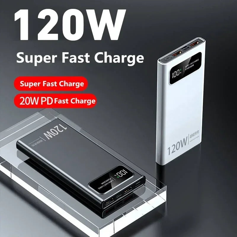 Lenovo 500000mAh Power Bank Super Fast Charging High Capacity Battery Digital Display Power Bank For iPhone Samsung Huawei Car Mobile World