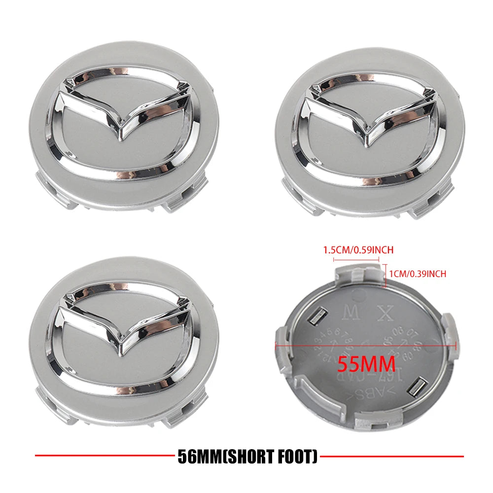 56MM 4Pcs Car Wheel Hub Caps Decoration Accessories For Mazda Axela Demio Atenza CX5 CX3 CX7 CX30 CX60 CX80 2 3 323 MX3 MX6 RX3