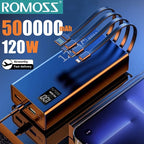 ROMOSS 120W 500000mAh Power Bank Large Capacity Fast Charging Built in 4 Cables Portable External Battery for iPhone Huawei New