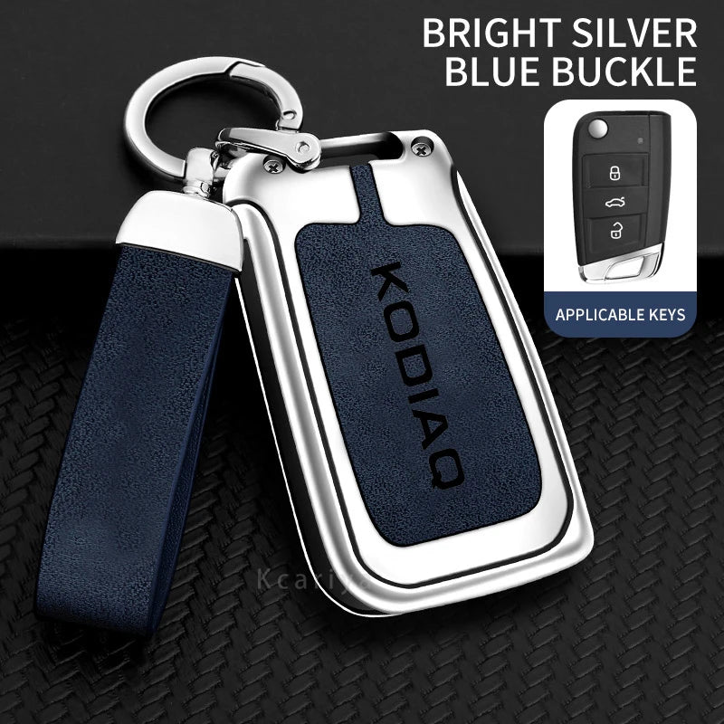 Zinc Alloy Car Remote Control Key Case Cover Holder Shell Fob for Skoda Kodiaq Protection Key Chain Buckle Keyless Accessories CM World