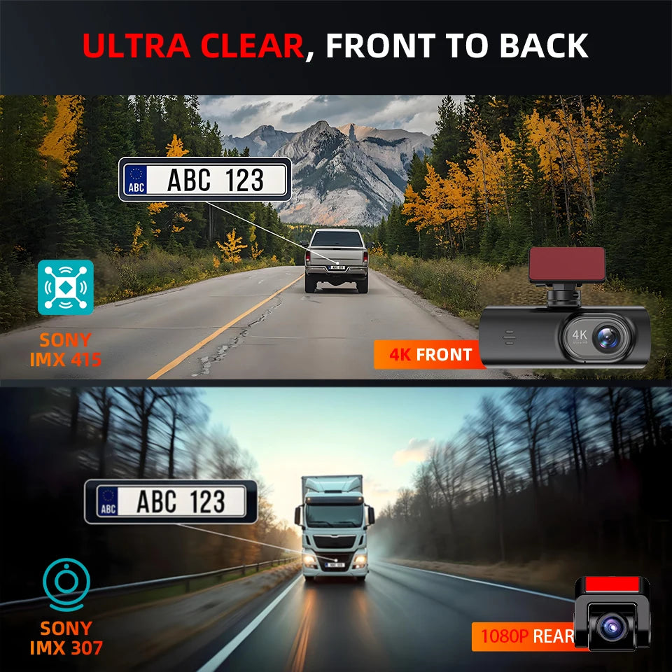 4K WIFI Dash Cam Mini CAR DVR Support Front and Rear Dual Lens 1080P Black Box Room Night Vision Camera Parking Monitor Car Mobile World