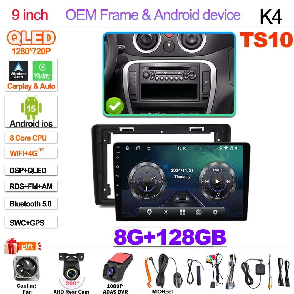 Android 15  Car Radio For Citroen C2 C3 2001 2002 2003 - 2010 Touch Screen Multimedia Video Player Navigation Bluetooth WIFI GPS CM World