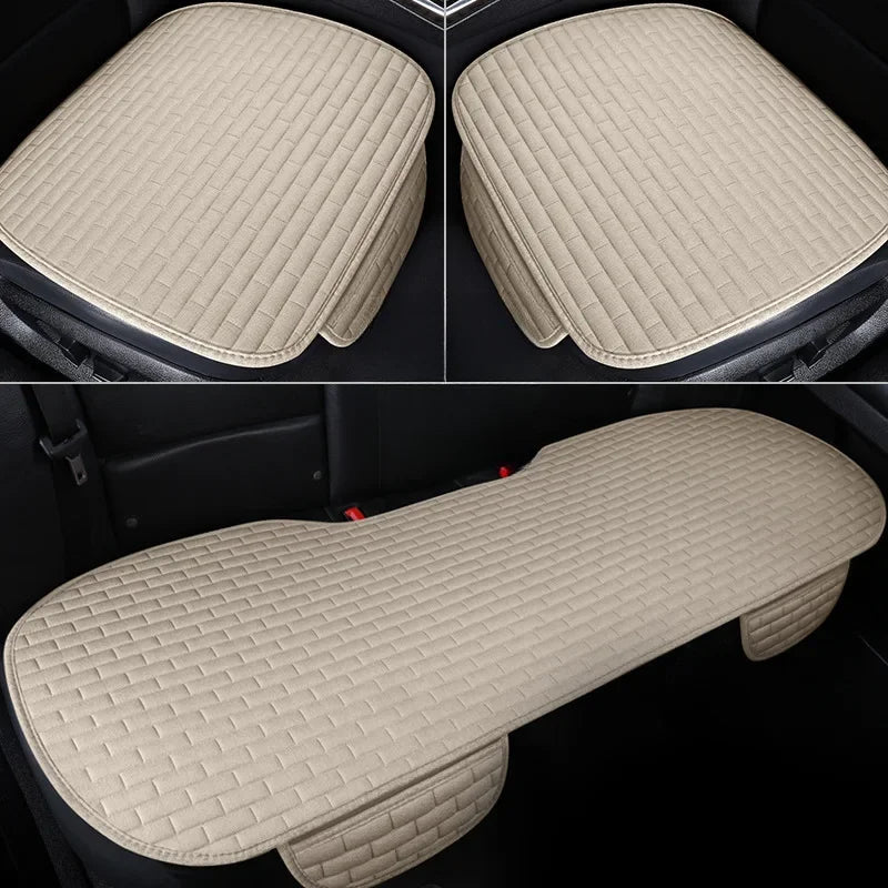 3pcs Universal Size Breathable Non Slip Car Seat Cover Front Seat Protector Cushion Linen Fabric Auto Interior Accessories CM World