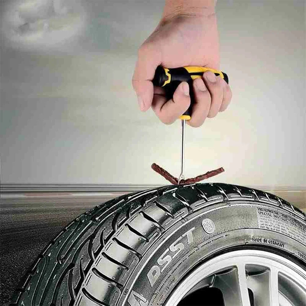Car Tire Repair Kit Studding Tool with Rubber Strips Tool Puncture Plug Tool Set Glue Free Auto Motorcycle Repair Tire Film Nail CM World