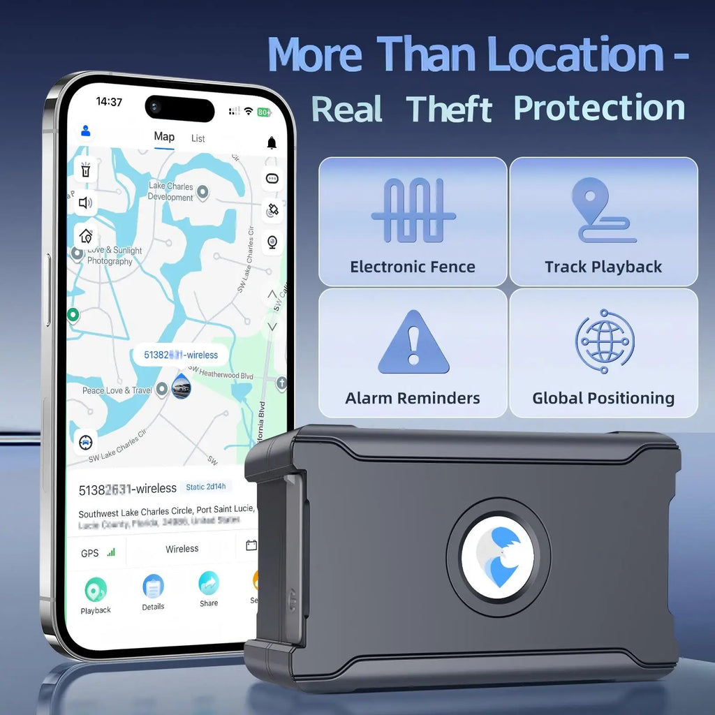 Wireless Car GPS Tracker Anti-Theft, Global Real-Time Vehicle Tracking with IoT SIM, Geo-Fence & Vibration Alarm, 15+ Days CM World