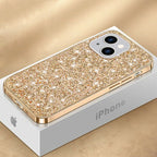 Shining Glitter Bling Sequins Case For iPhone 14 13 12 11 15 16 Pro Max Mini XS XR 7 8 Plus Plating Frame Shockproof Phone Cover