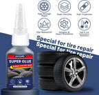LOOLIFL-Tire repair adhesive, suitable for cars, motorcycles, bicycles, jeeps, off-road vehicles, trucks, tractors, 20ml, black CM World