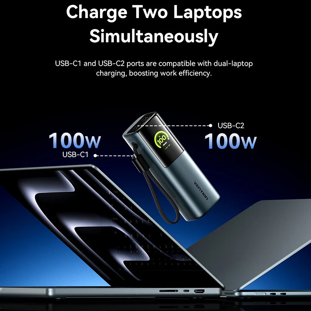 Vention 200W Power Bank 27000mAh PD 3.1 140W Max Portable PowerBank for Laptop PD Fast Charging for iPhone 17 16 Samsung S25 S24 Car Mobile World
