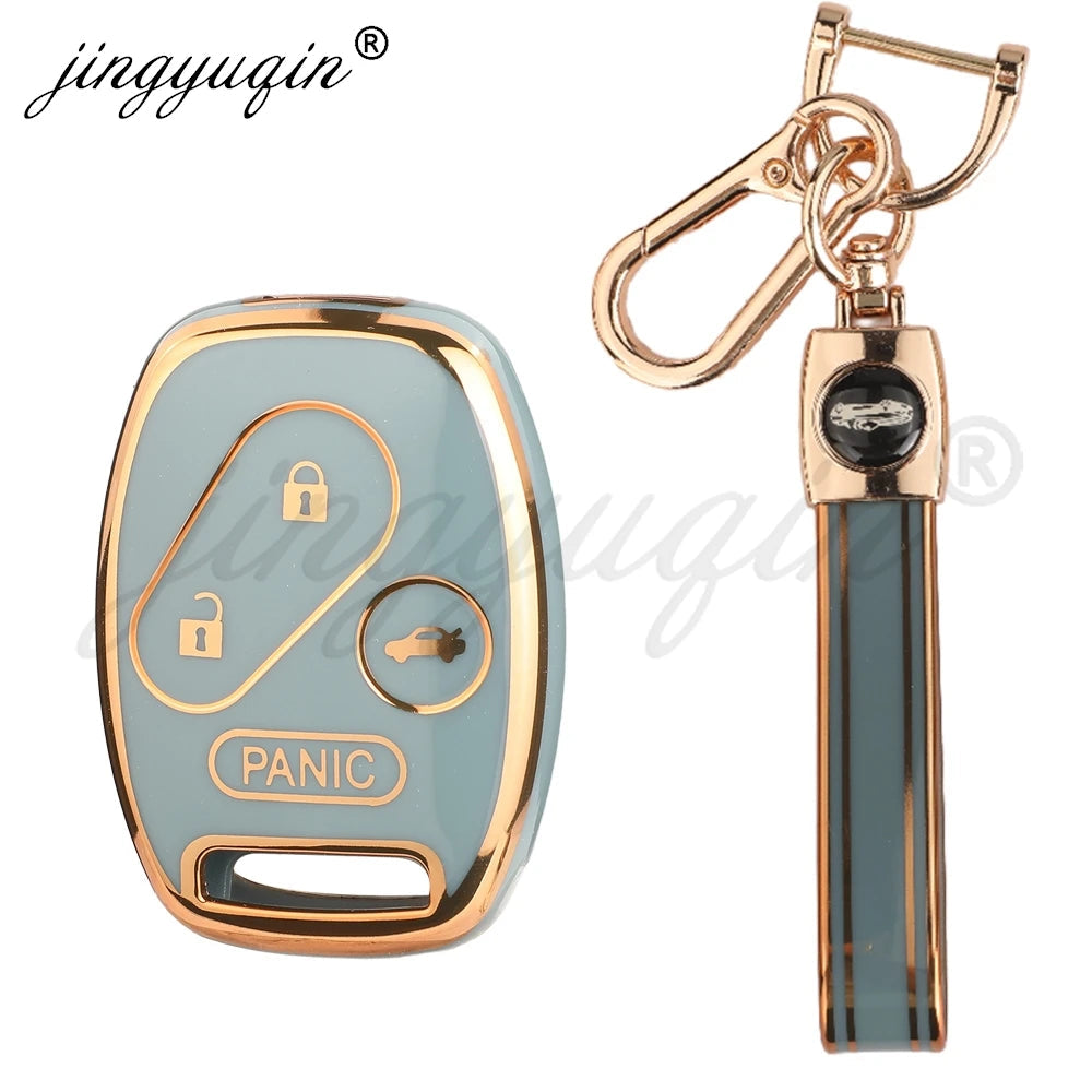 jingyuqin TPU Car Key Remote Fob Case Cover Keychain for Honda FIT CRV CRZ CIVIC Insight Ridgeline HRV Jazz ACCORD Pilot City CM World