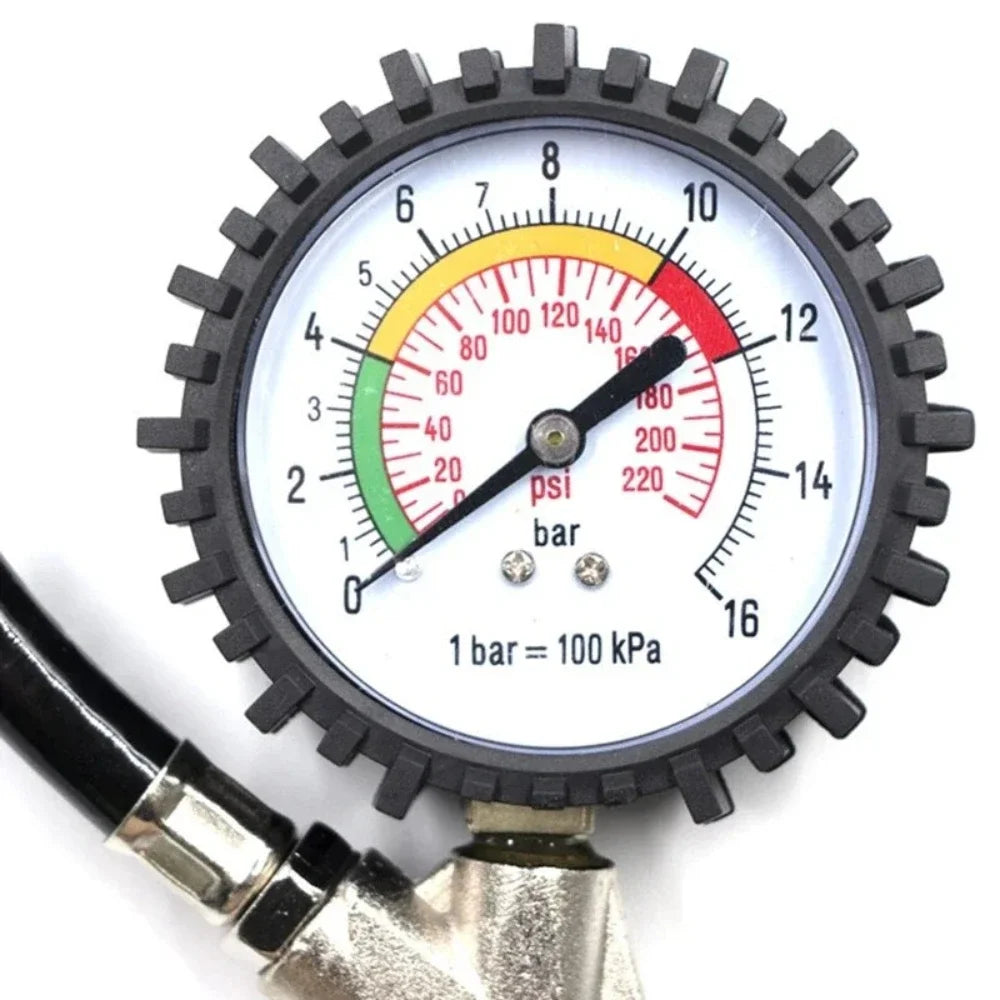Silver Dial Tire Pressure Gauge Barometer High Precision with Inable Car Tire Pressure Monitor Tire Pressure Gauge Air Pump Gun CM World