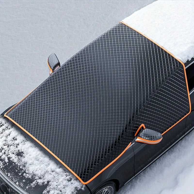 Windproof Snow Cover for Cars, Universal Windshield Frost Protector with Magnetic Edges, Durable Oxford Fabric CM World