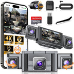 4K 360° 4-Channel Dash Cam with 5.8GHz WiFi & GPS | 4K Front+1080P Left/Right/Rear, 3" IPS Screen, Night Vision, Loop Recording Car Mobile World