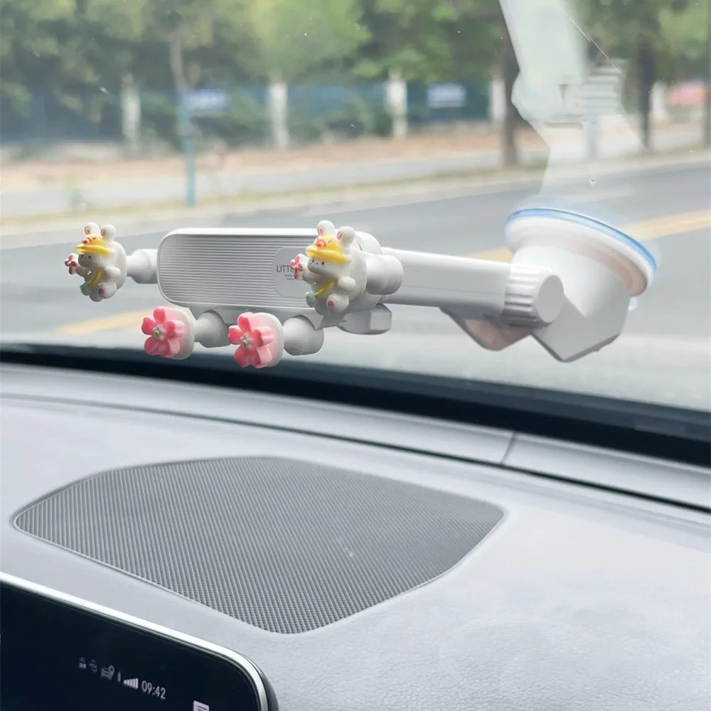 Car Cartoon Phone Holder for Navigation - Creative Air Vent Suction Cup Mount Stand, Rotating Gravity Support Multi-Function Bra CM World