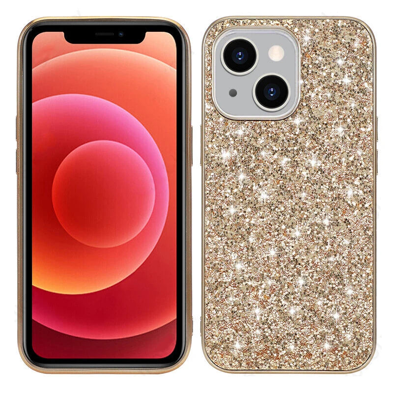 Shining Glitter Bling Sequins Case For iPhone 14 13 12 11 15 16 Pro Max Mini XS XR 7 8 Plus Plating Frame Shockproof Phone Cover