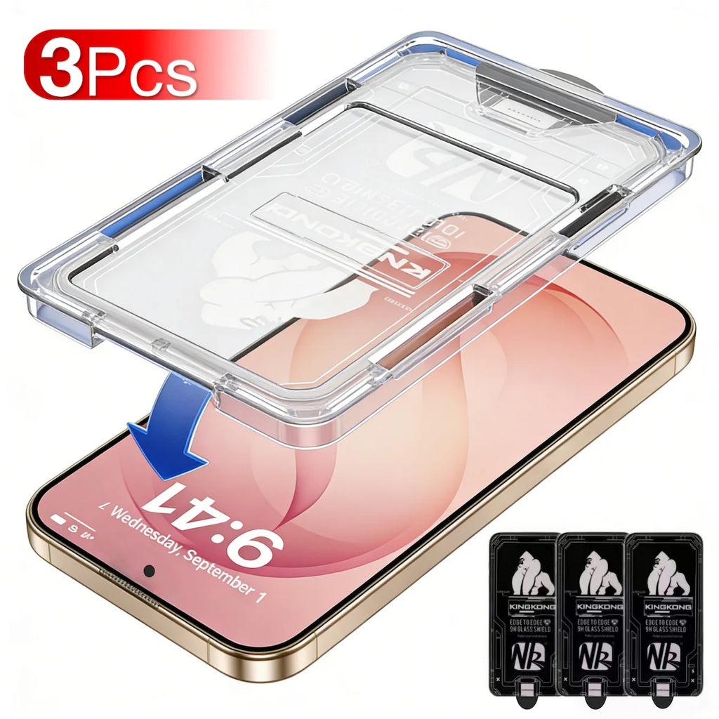 3Pcs For Samsung Galaxy S26 Ultra S25 Edge S24 S23 S22 Plus A57 A37 A56 A36 A55 A35 Screen Tempered Glass Protective 9H Unlock