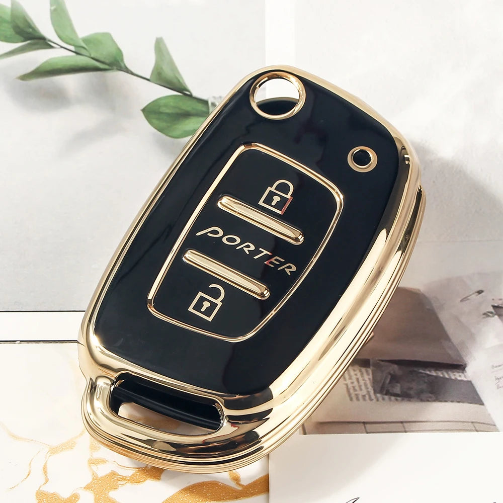 KEYYOU for Hyundai Porter Car Accessories Flip Folding Car Key Control Holder Keychain 3 Bottons TPU Car Key Fob Case Cover